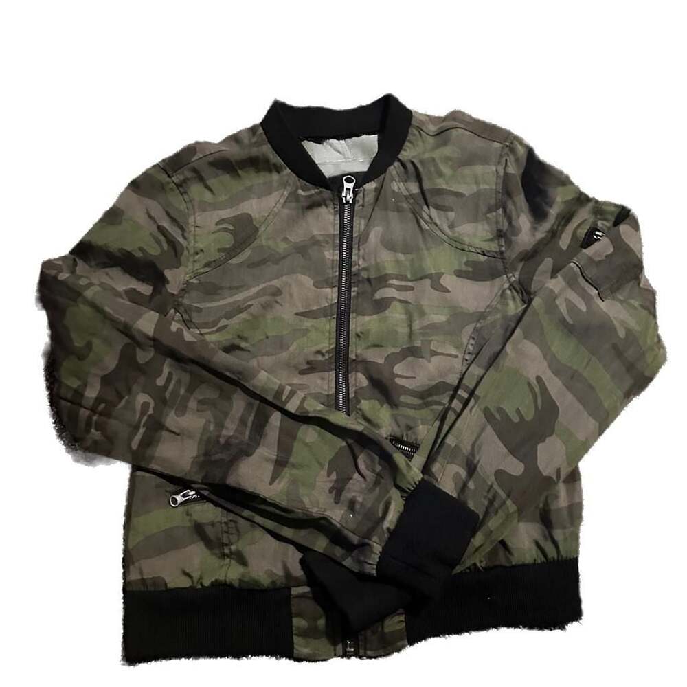 Me Jane Camouflage Tencel Streetwear Bomber Jacket Women's Size Small